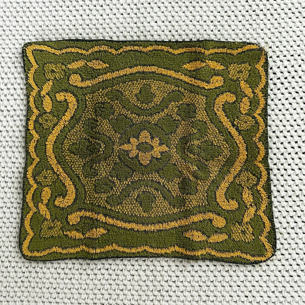 Cavalier Cannon USA Green Yellow Mid Century Mod Floral Scroll Bath Towel Set 5 - Picture 3 of 7
